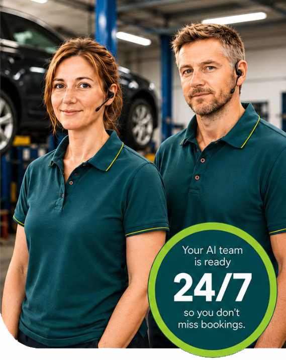 AI receptionist support for independent garages, service centres, MOT centres and tyre retailers.